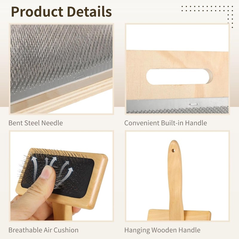 Varku 4 PCS Wool Blending Board Set, Wooden Carding Brush, 2 Wooden Sticks, Felted Wool Carder for DIY Projects, Wool Comb for Mixing - Image 3